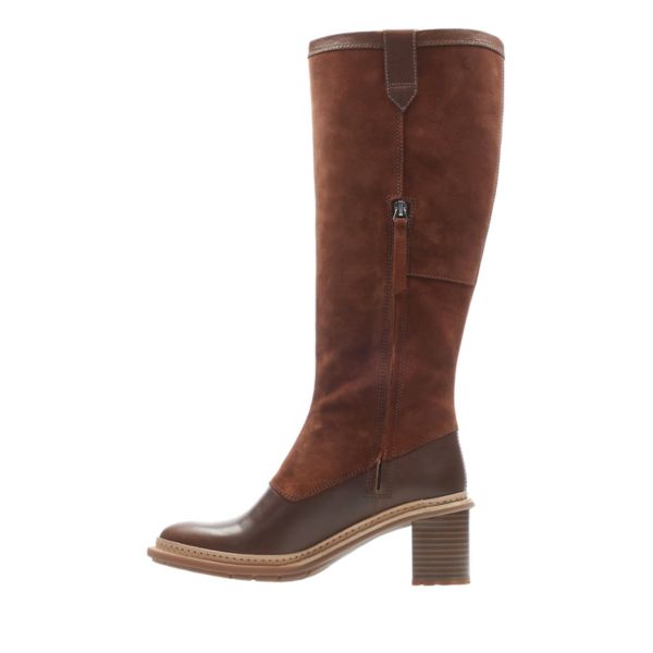 Clarks Womens Trace Mist Knee High Boots Brown | UK-5947183